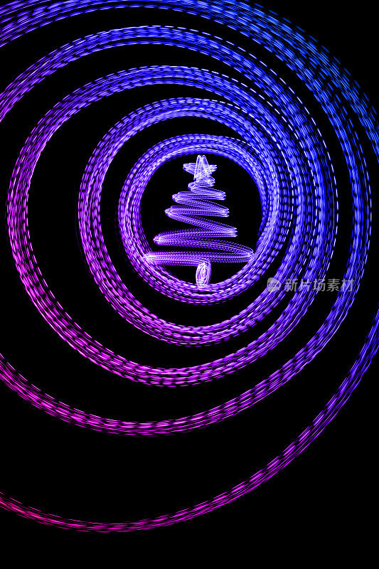 圆圈中的圣诞树- LED光画(多色)